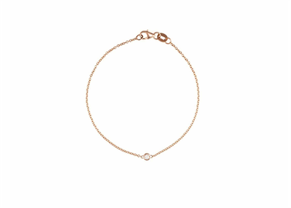 Womens Dainty Solitaire Bracelet with Rose Gold Plated